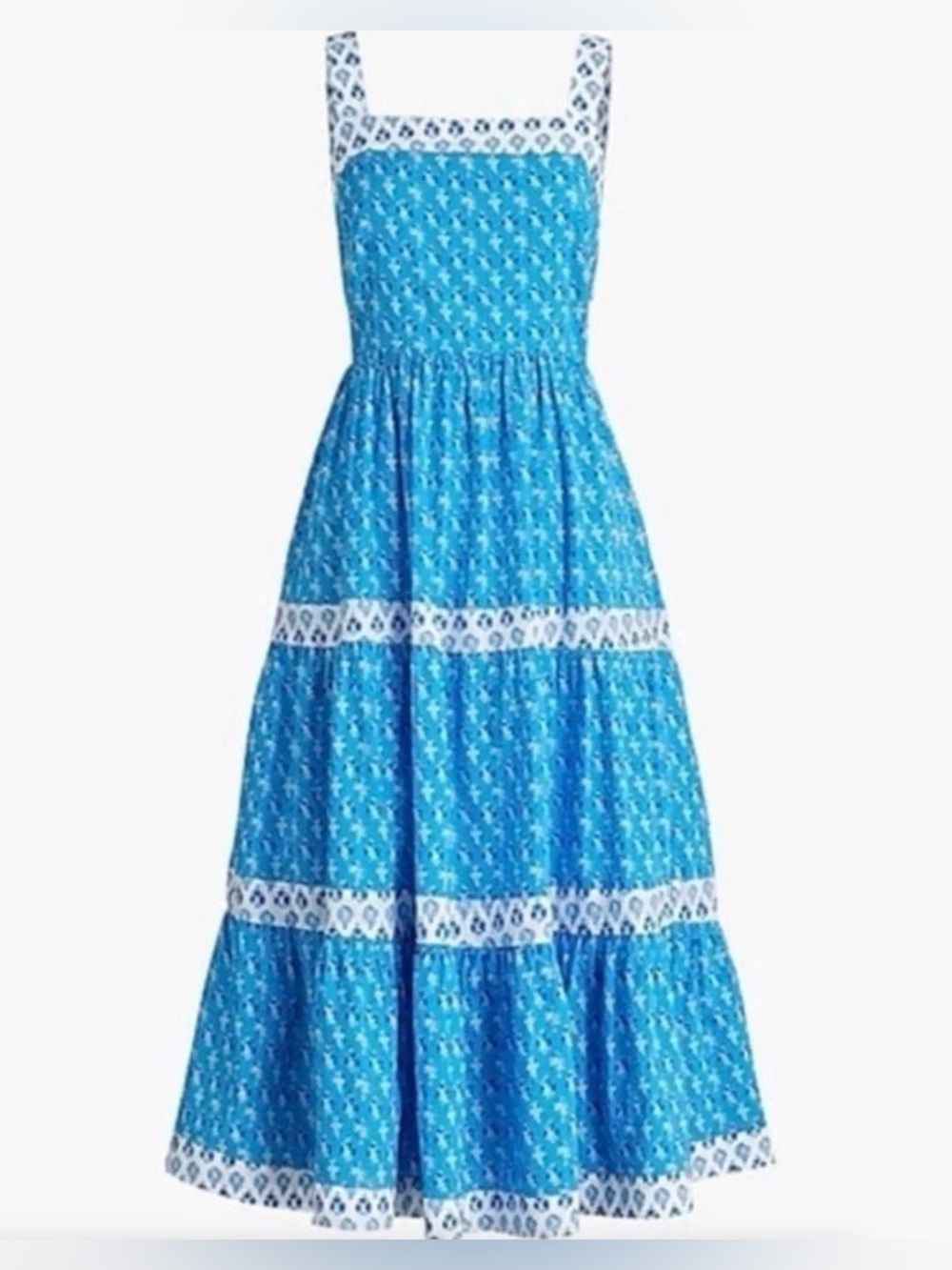 Block Print Cotton Tiered Midi Dress - Picture 1 of 5